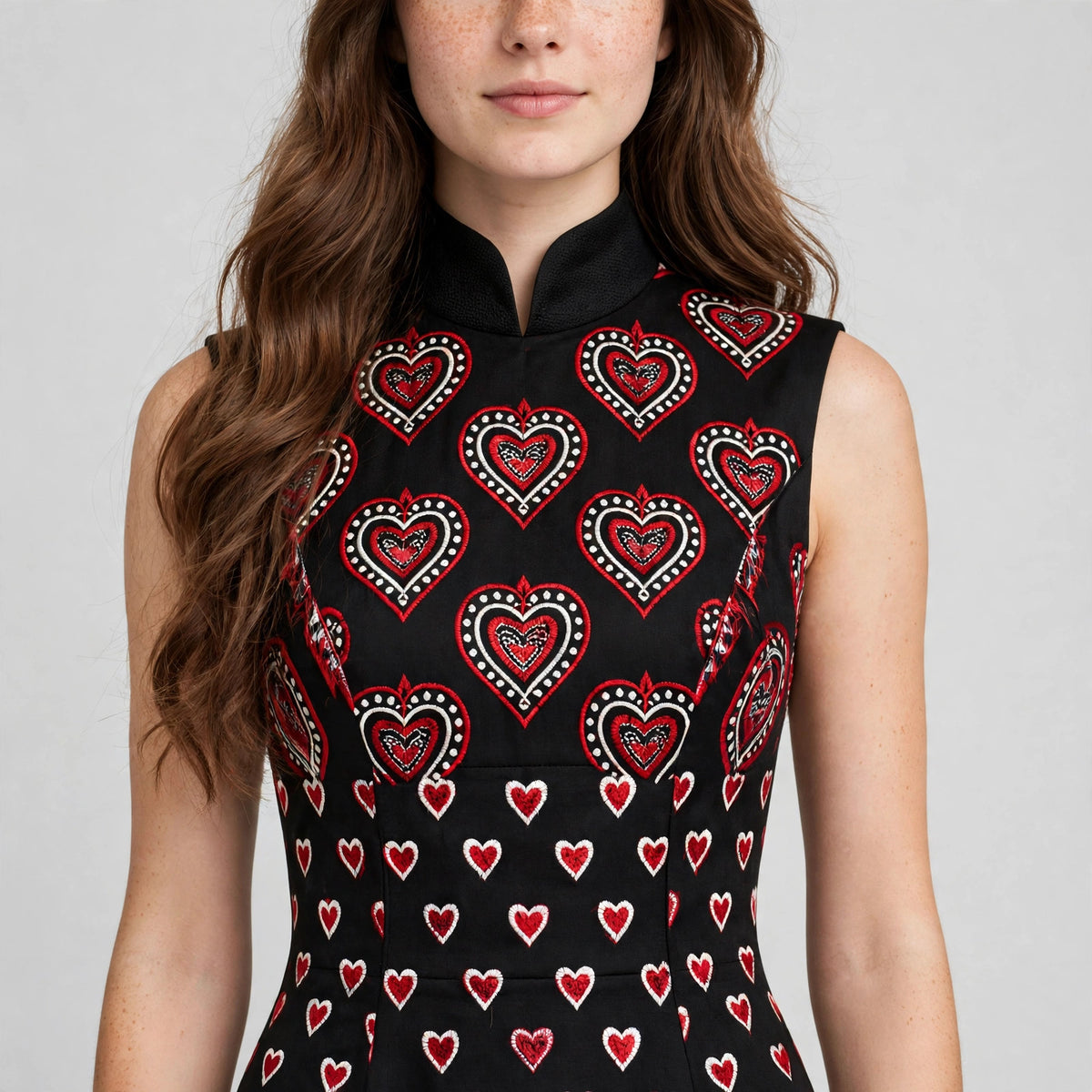 Close-up of the bodice and heart detailing