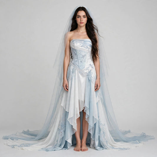 Front full-body model shot with veil