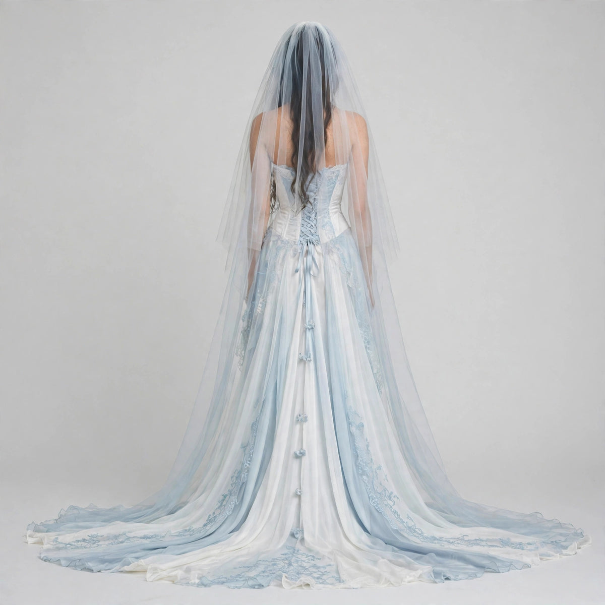 Back view model shot showing the tail skirt