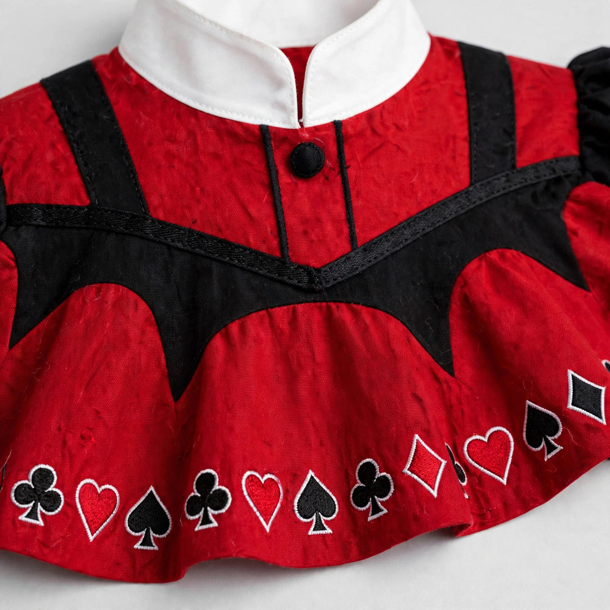 Close-up of the standing collar and skirt fabric